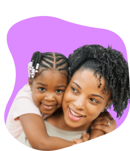 A mother and her daughter smiling